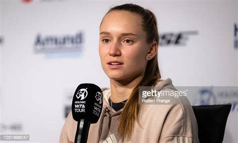 Elena Rybakina Of Kazakhstan Talks To The Media After Defeating Jule