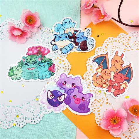 Cutie Families Starters Ghosts Stickers Etsy Hong Kong Pokemon