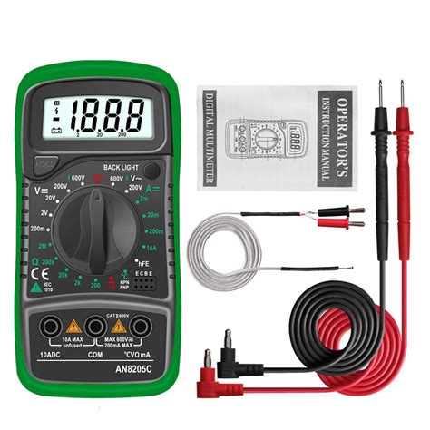 An8205c Digital Multimeter Acdc Ammeter Volt Ohm Tester Meter Multimetro With Thermocouple Lcd