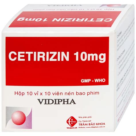 Thuốc Cetirizin 10mg Vidipha Trị Triệu Chứng Viêm Mũi Dị ứng Mày đay