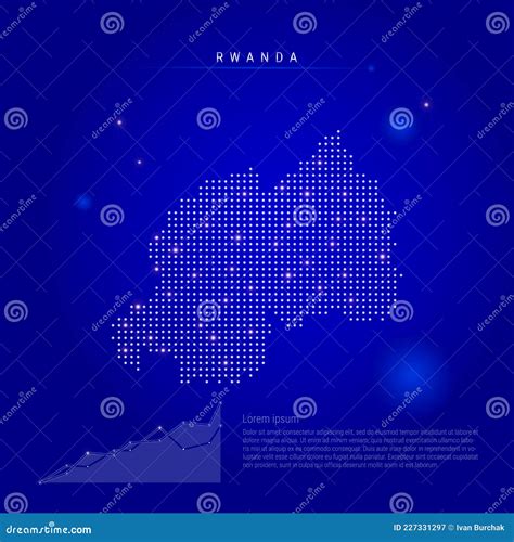 Mapa Iluminado De Rwanda Con Puntos Brillantes Fondo Del Espacio Azul