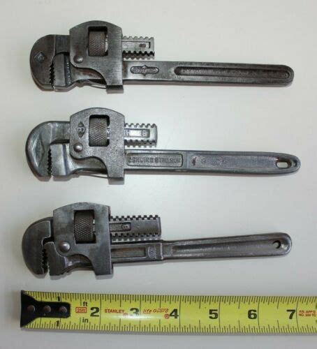 Vintage Adjustable Wrenches Monkey Pipe Wrench Lot Of 3 PEXTO