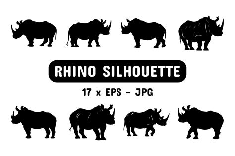 Rhino Silhouette Set Collection Bundle Graphic By Marbledesign