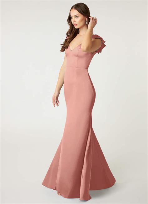 Azazie Vero Stretch Satin Dress Rosette Bridesmaid Dresses Azazie