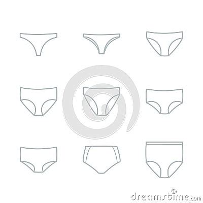 Panties Icon Set Woman Underwear Types Thong Brazilian Bikini