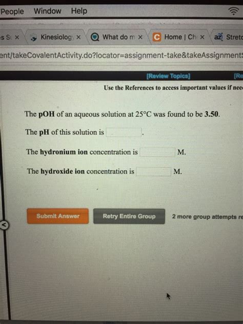 Solved The Poh Of An Aqueous Solution At Degree C Was Chegg