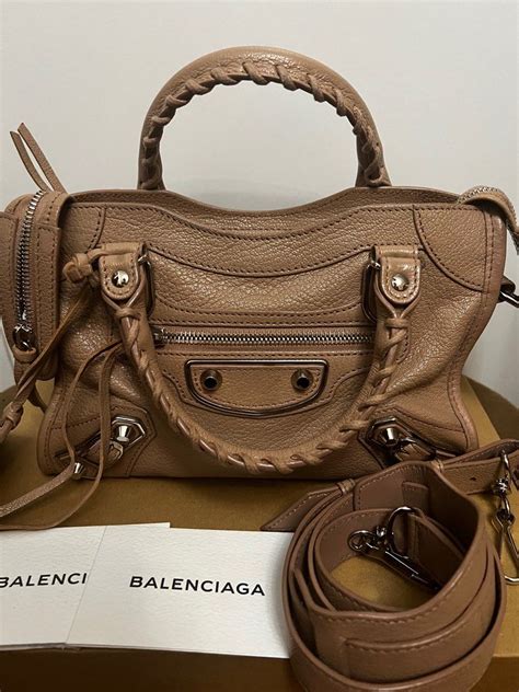 Balenciaga Mini City Metallic Edge In Rose De Sables Nude Color