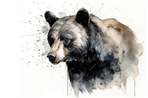 Premium AI Image | Beautiful Watercolor Drawing Black Bear On A White ...