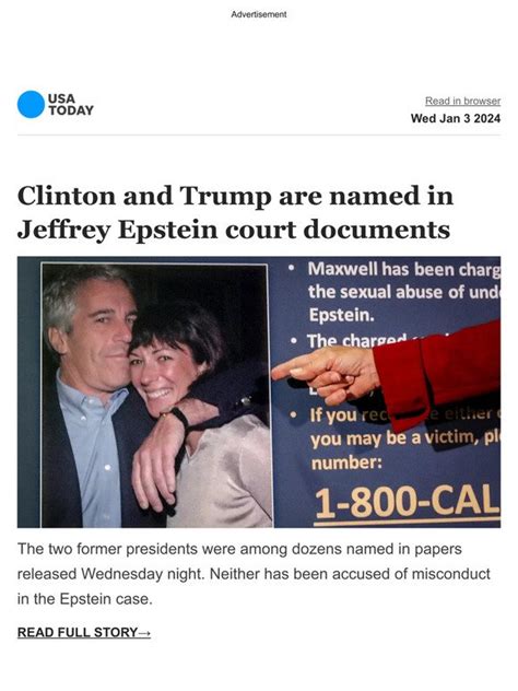 Usa Today Breaking Newly Released Jeffrey Epstein Documents Name