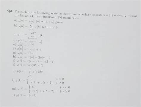 Solved Q3 For Each Of The Following Systems Determine Chegg