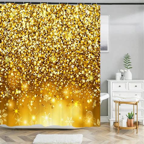 Dreamy Shiny Shower Curtain Crack Gold Texture Shining Starlight