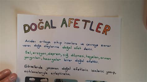 2 ve 3 Sınıf Hayat Bilgisi Dersi Doğal Afetler ve Korunma Yolları