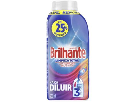 Sabão Líquido Concentrado Brilhante Limpeza Total Refil 500ml Sabão