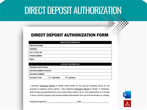 Direct Deposit Authorization Direct Deposit Form New Hire Worksheets Library