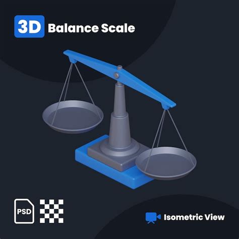 Premium Psd 3d Illustration Of Balance Scale With A Isometric View