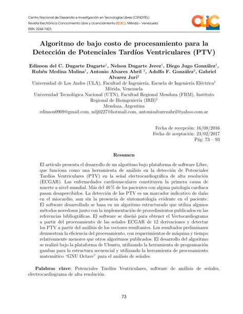 PDF Algoritmo De Bajo Costo De Procesamiento Para La Detecci