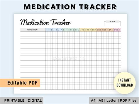 Monthly Medication Tracker Keep Track Of Your Medications Easily This Monthly Medication