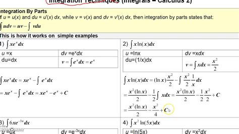 Calculus Problems Integration Techniques 1a Integration By Parts Youtube