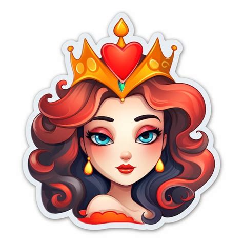 Premium Ai Image Beautiful Queen Cartoon Character Sticker On White