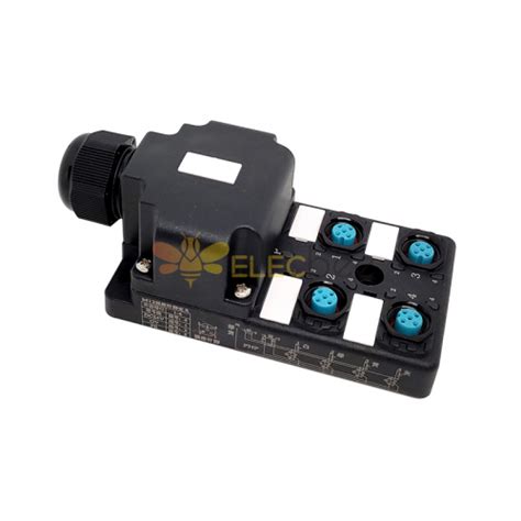 M12 Distributor 4 Port Single Channel PNPLED Indication PCB Interface