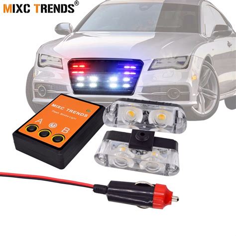 High Power Police Light for Car Red Blue White 12V Amber LED Strobe ...