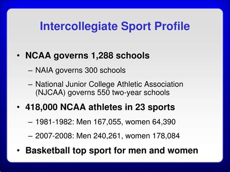 Ppt Chapter 7 Interscholastic And Intercollegiate Sport Powerpoint