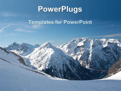 PowerPoint Template: snowy mountains, snow on mountain peak, blue sky ...