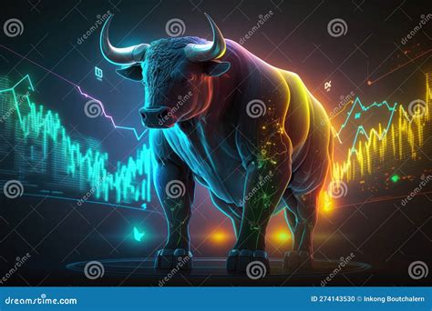 Bull Trading With Computer Background Bullish In Stock Market And