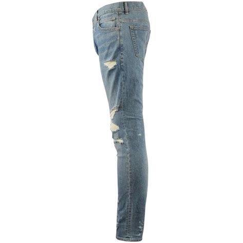 Balmain Denim Light Blue Slim Ripped Jeans For Men Lyst