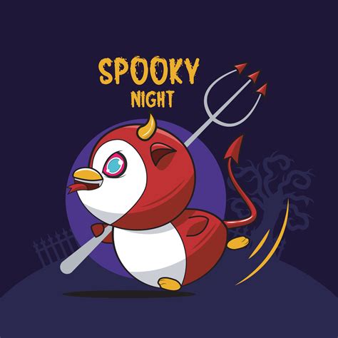 Halloween Cartoon. Penguin Devil 02 vector illustration pro download ...