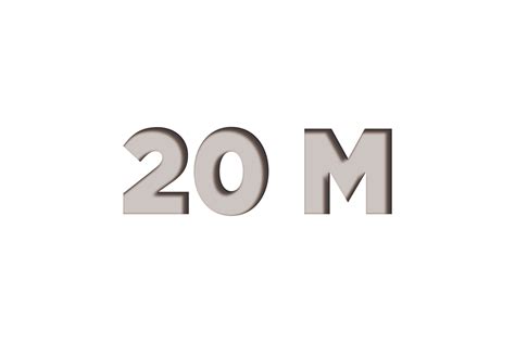 20 million subscribers celebration greeting Number with cutting design ...
