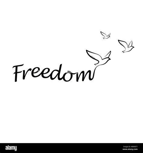 Birds Flying From Freedom Slogan Freedom Concept Birds Silhouettes