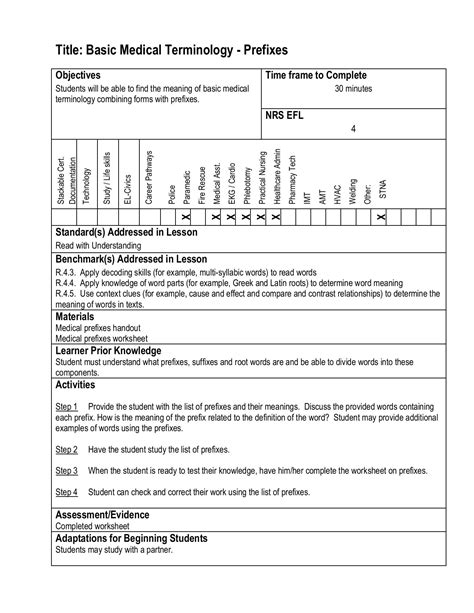 Medical Terminology Prefixes Worksheet Englishworksheet My Id