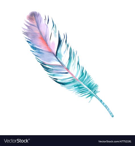 Blue Watercolor Feather