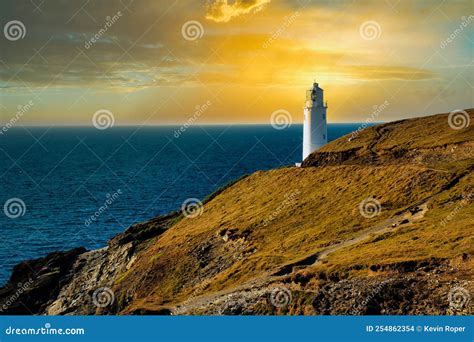 Trevose Head Lighthouse Sunset Stock Photo - Image of tower, sunset: 254862354