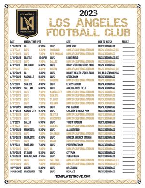 Printable2023 Los Angeles Football Club Soccer Schedule