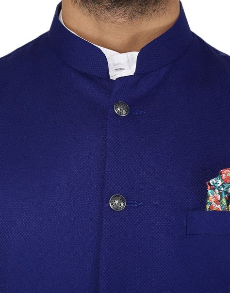 Royal Blue Solid Nehru Mens Jacket Amogue