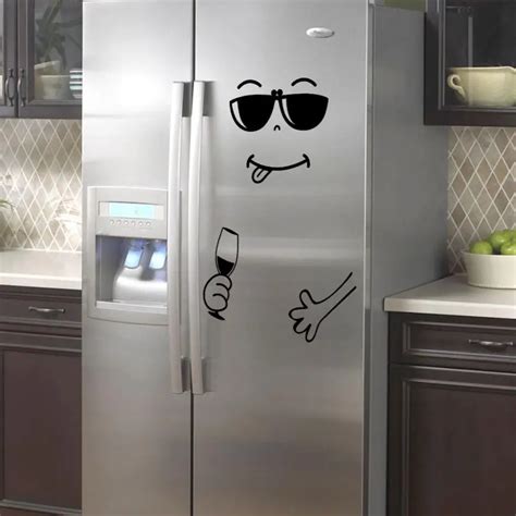 Cute Sticker Fridge Happy Delicious Face Kitchen Fridge Wall