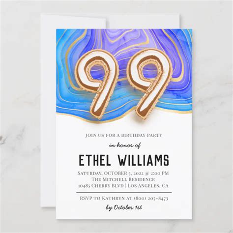 99th Birthday Party Invitation Zazzle