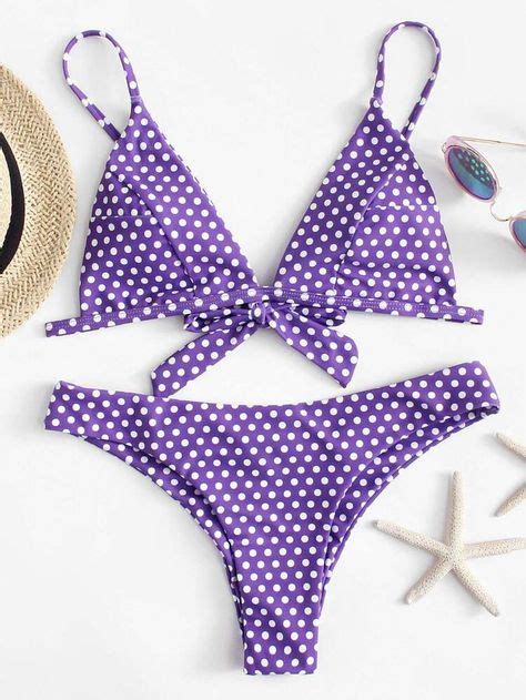 Polka Dot Self Tie Bikini Set Shein Em Biquini Moda Praia Looks