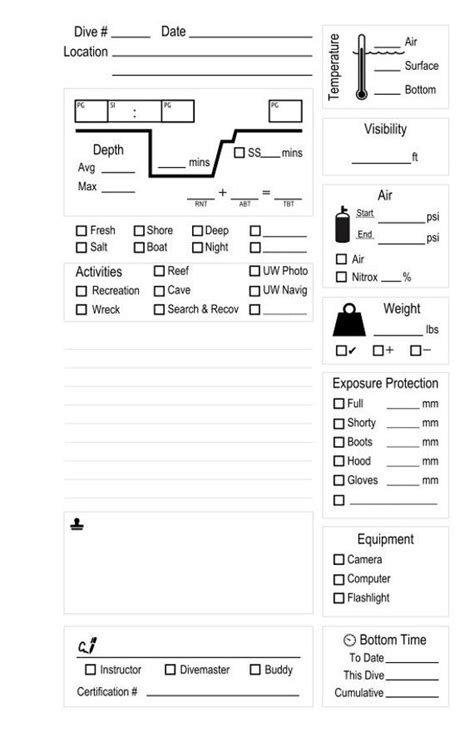 Dive Log Pages Printable File Scuba Dive Log Book Pages Padi Dive Log