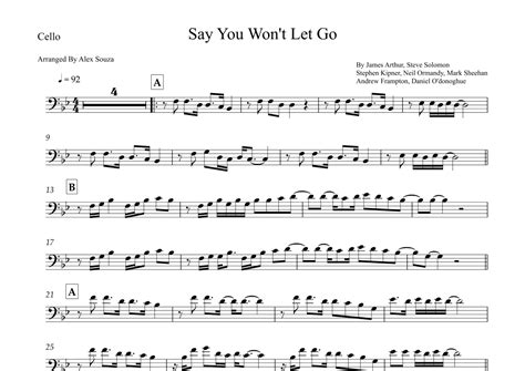 Say You Wont Let Go Arr Alex Souza By James Arthur Sheet Music For