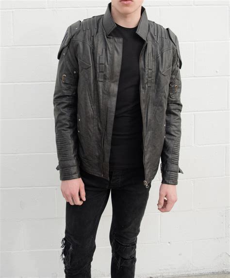 Mens Transformers Decepticon Shield Black Armor Leather Jacket Real