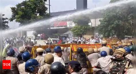 Haryana Education Ministerial Staff Protest Near Ministers Residence