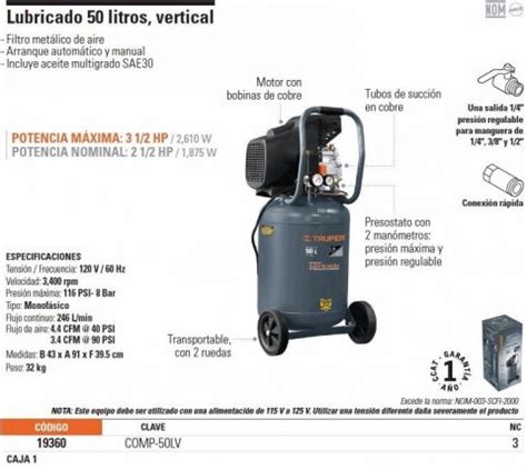 Compresor Vertical Truper Litros