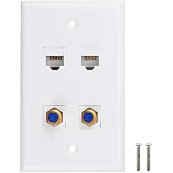 Amazon 2 Ethernet 2 Coax Wall Plate 2 Cat6 Ethernet Jacks And 2