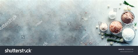 Mix Different Salt Types On Grey Stock Photo Edit Now 1018926748