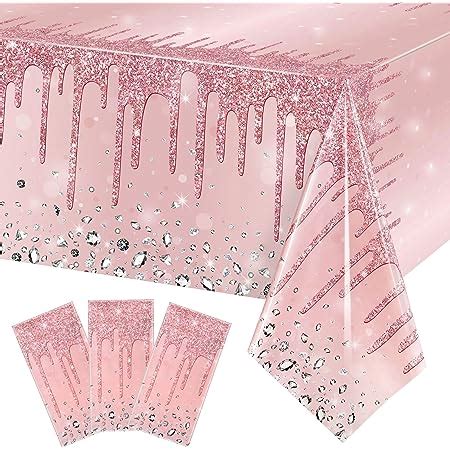 Amazon Pcs Pink And Rose Gold Tablecloths Glitter Diamond Table