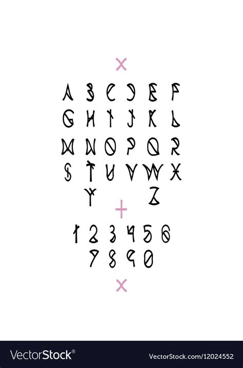 Latin Alphabet With Numbers Royalty Free Vector Image