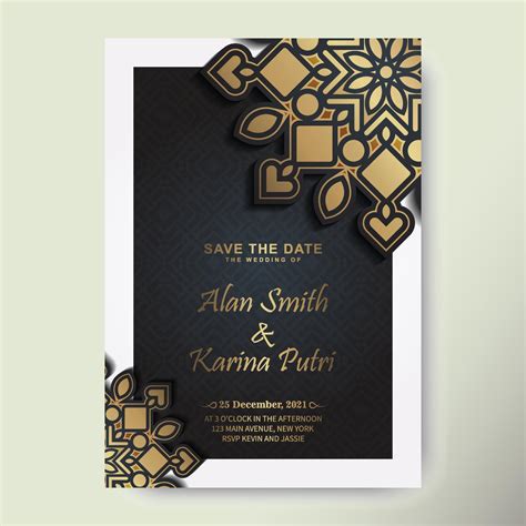 Elegant Mandala Wedding Invitation Card Template Design 13319438 Vector